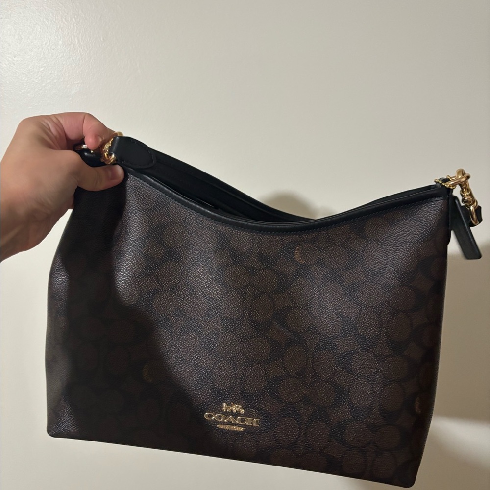 Coach Dark Brown laurel  and Black Hobo Bag